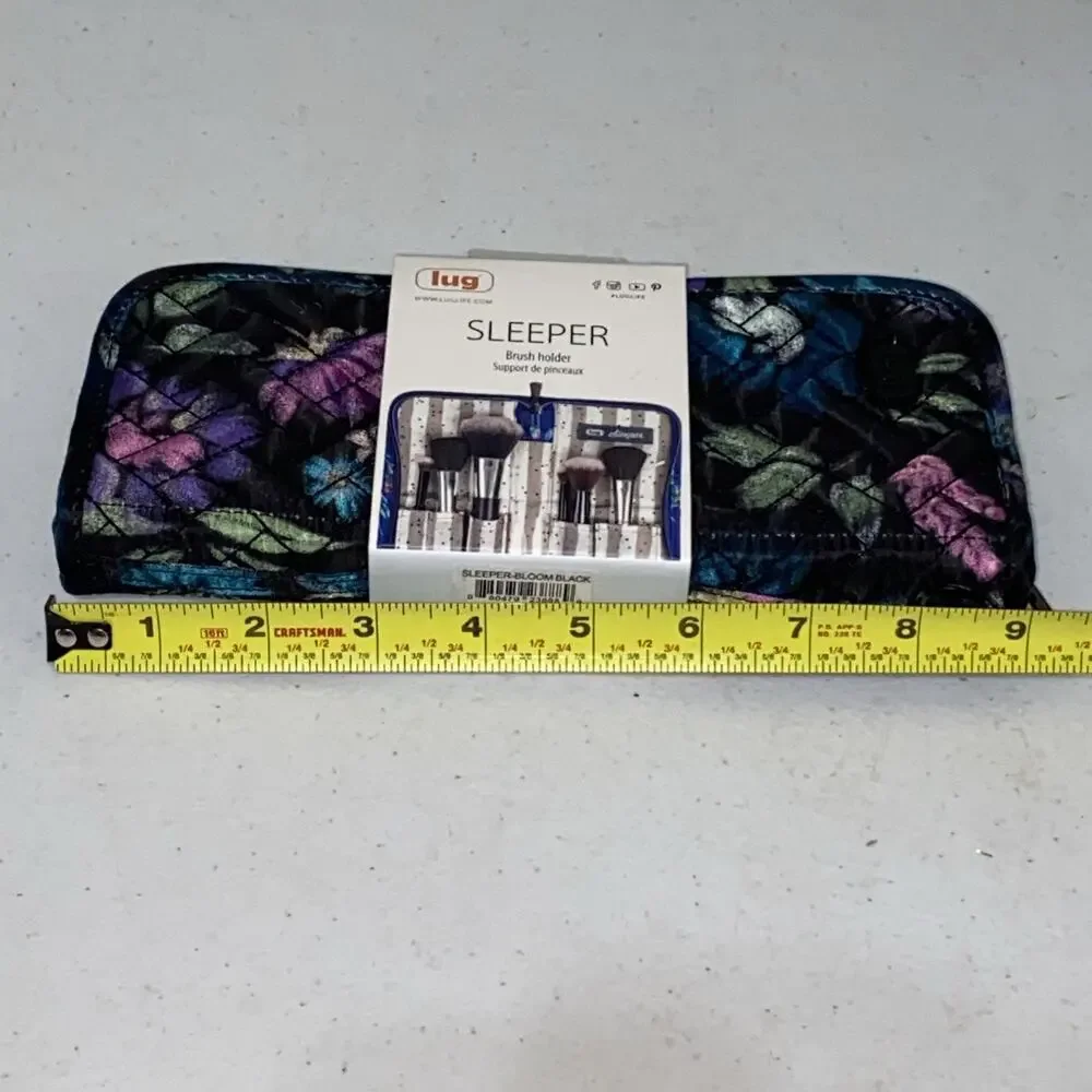 Lug Sleeper Foldable Cosmetic Brush Holder Organizer Bloom Black Floral NEW